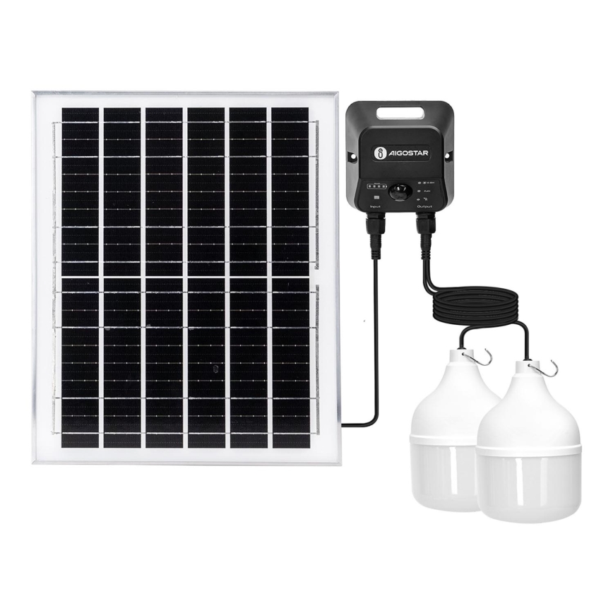 Aigostar - Soldrevet LED pendel med sensor 2xLED/70W/12V 12000 mAh 6500K diameter 12 cm + fjernbetjening