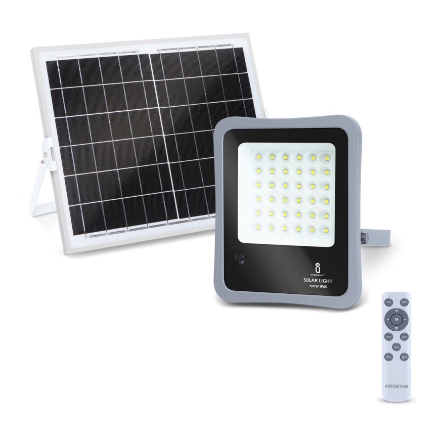Aigostar - Soldrevet LED projektør dæmpbar LED/100W/3,2V IP65 10000 mAh + fjernbetjening