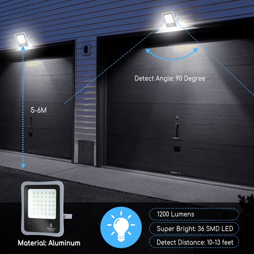 Aigostar - Soldrevet LED projektør dæmpbar LED/100W/3,2V IP65 10000 mAh + fjernbetjening