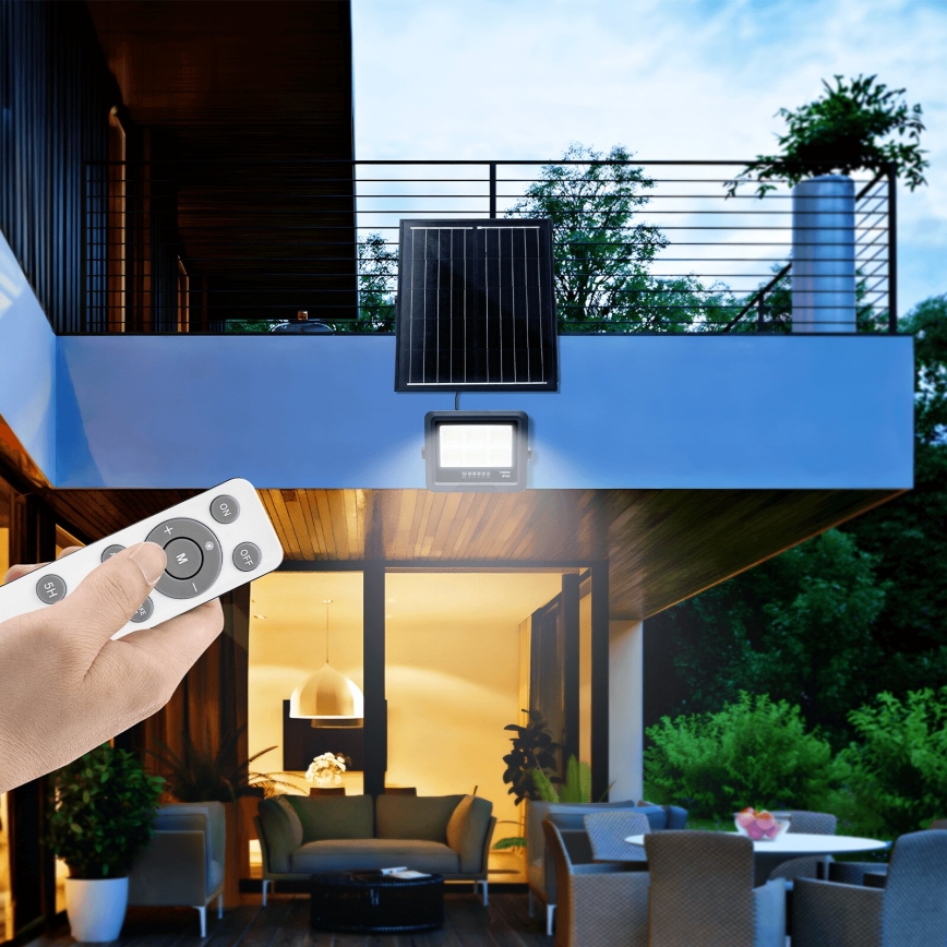 Aigostar - Soldrevet LED projektør dæmpbar LED/100W/3,4V IP65 + fjernbetjening