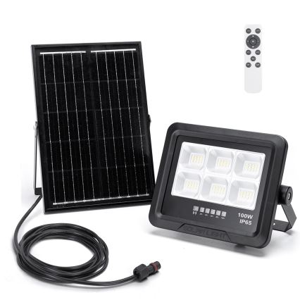 Aigostar - Soldrevet LED projektør dæmpbar LED/100W/3,4V IP65 + fjernbetjening