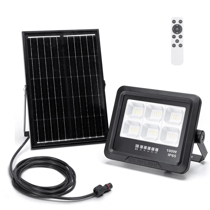Aigostar - Soldrevet LED projektør dæmpbar LED/100W/3,4V IP65 + fjernbetjening