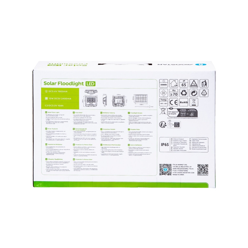 Aigostar - Soldrevet LED projektør dæmpbar LED/100W/3,4V IP65 + fjernbetjening