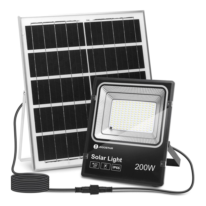 Aigostar - Soldrevet LED projektør dæmpbar LED/200W/3,2V IP66 + fjernbetjening