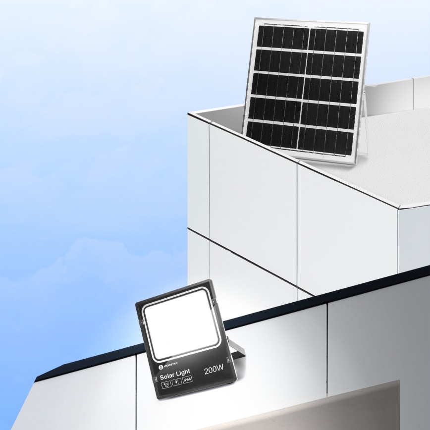 Aigostar - Soldrevet LED projektør dæmpbar LED/200W/3,2V IP66 + fjernbetjening
