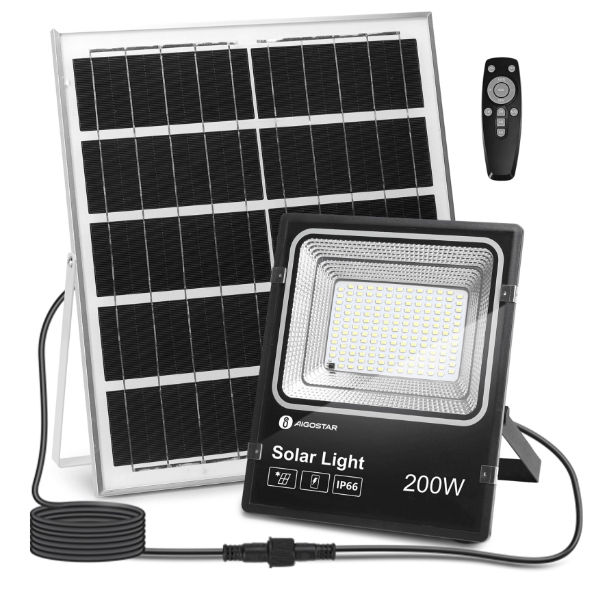 Aigostar - Soldrevet LED projektør dæmpbar LED/200W/3,2V IP66 + fjernbetjening