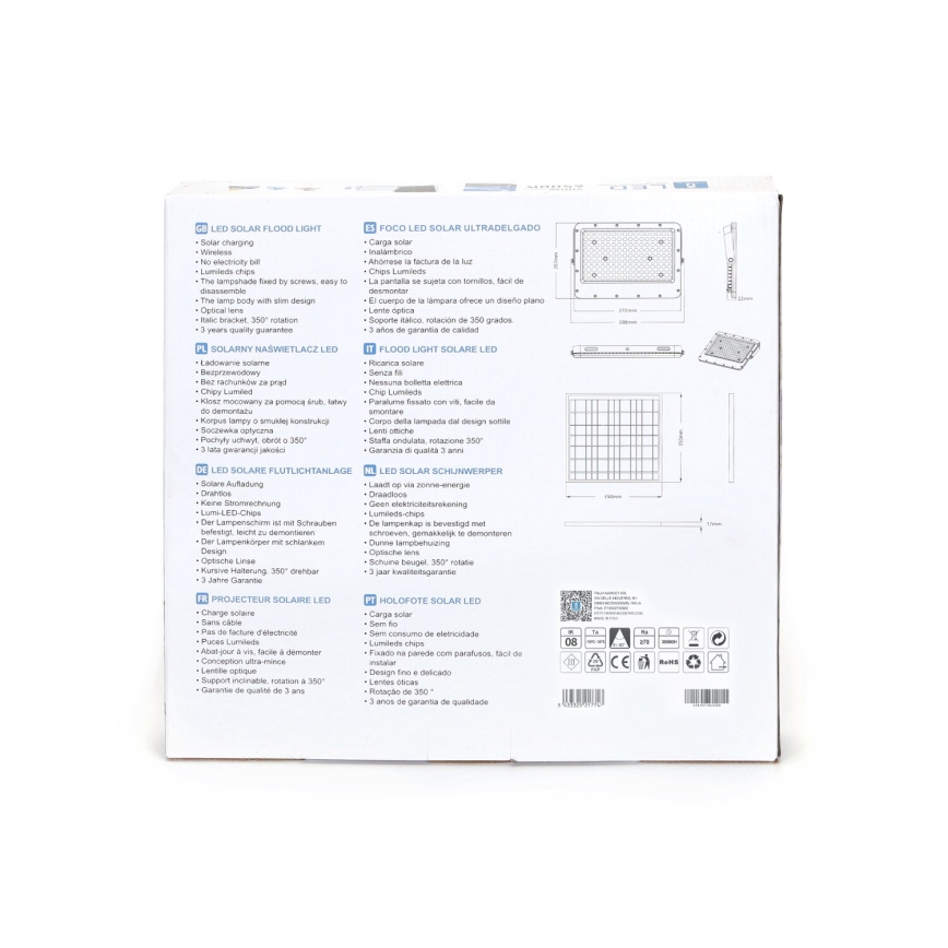 Aigostar - Soldrevet LED projektør dæmpbar LED/200W/3,4V IP65 + fjernbetjening