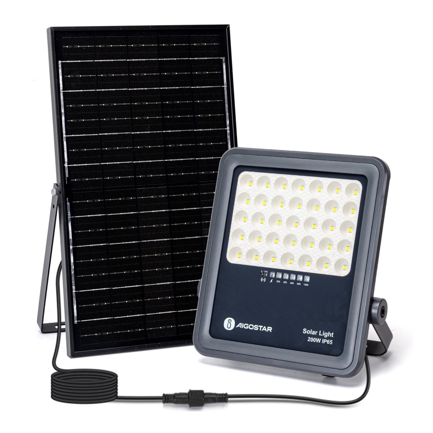 Aigostar - Soldrevet LED projektør dæmpbar LED/200W/3,4V IP65 + fjernbetjening