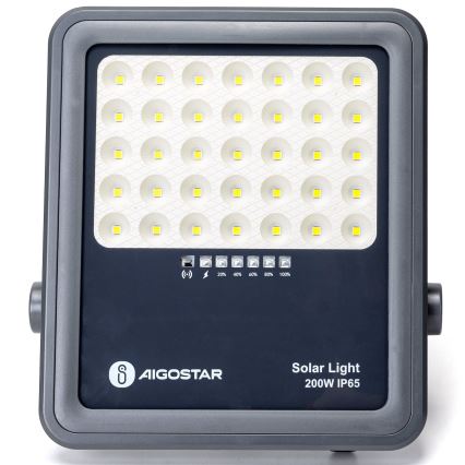 Aigostar - Soldrevet LED projektør dæmpbar LED/200W/3,4V IP65 + fjernbetjening