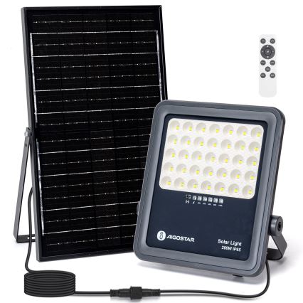 Aigostar - Soldrevet LED projektør dæmpbar LED/200W/3,4V IP65 + fjernbetjening