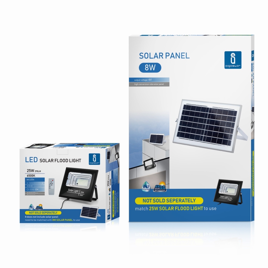 Aigostar - Soldrevet LED projektør dæmpbar LED/25W/3,2V IP67 5000 mAh + fjernbetjening