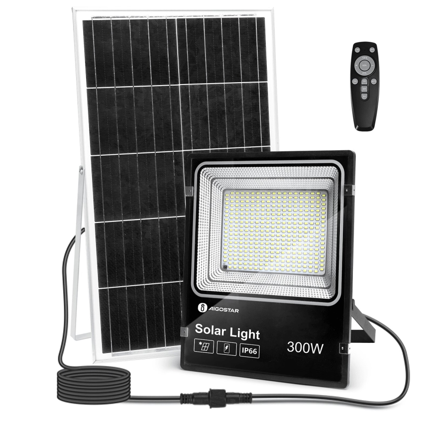 Aigostar - Soldrevet LED projektør dæmpbar LED/300W/3,2V IP66 + fjernbetjening