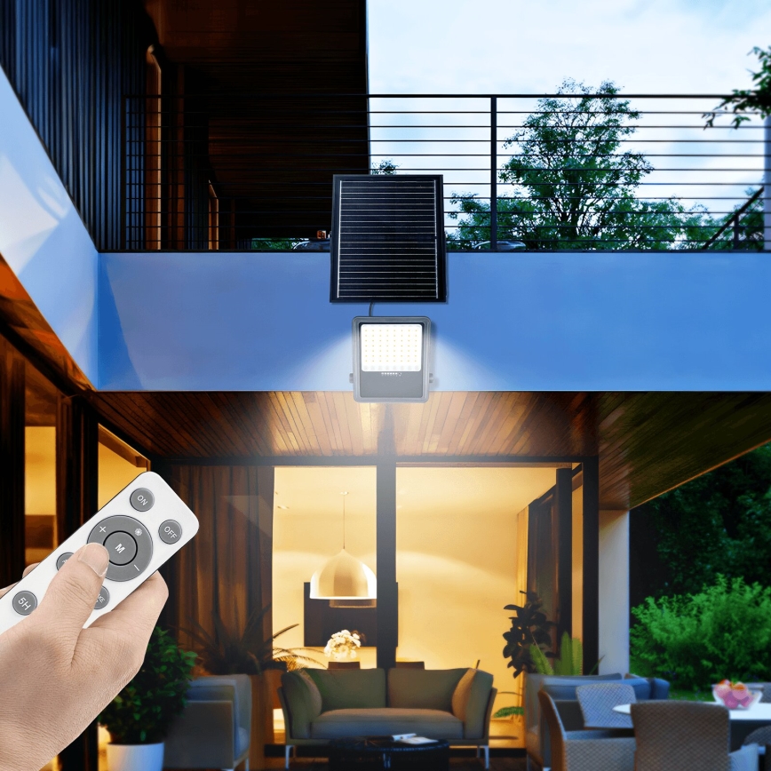 Aigostar - Soldrevet LED projektør dæmpbar LED/300W/3,4V IP65 + fjernbetjening