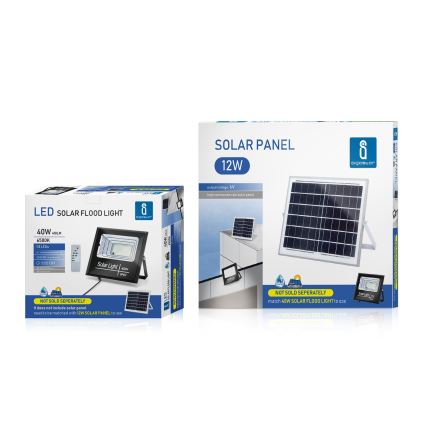 Aigostar - Soldrevet LED projektør dæmpbar LED/40W/3,2V IP67 2000 mAh + fjernbetjening