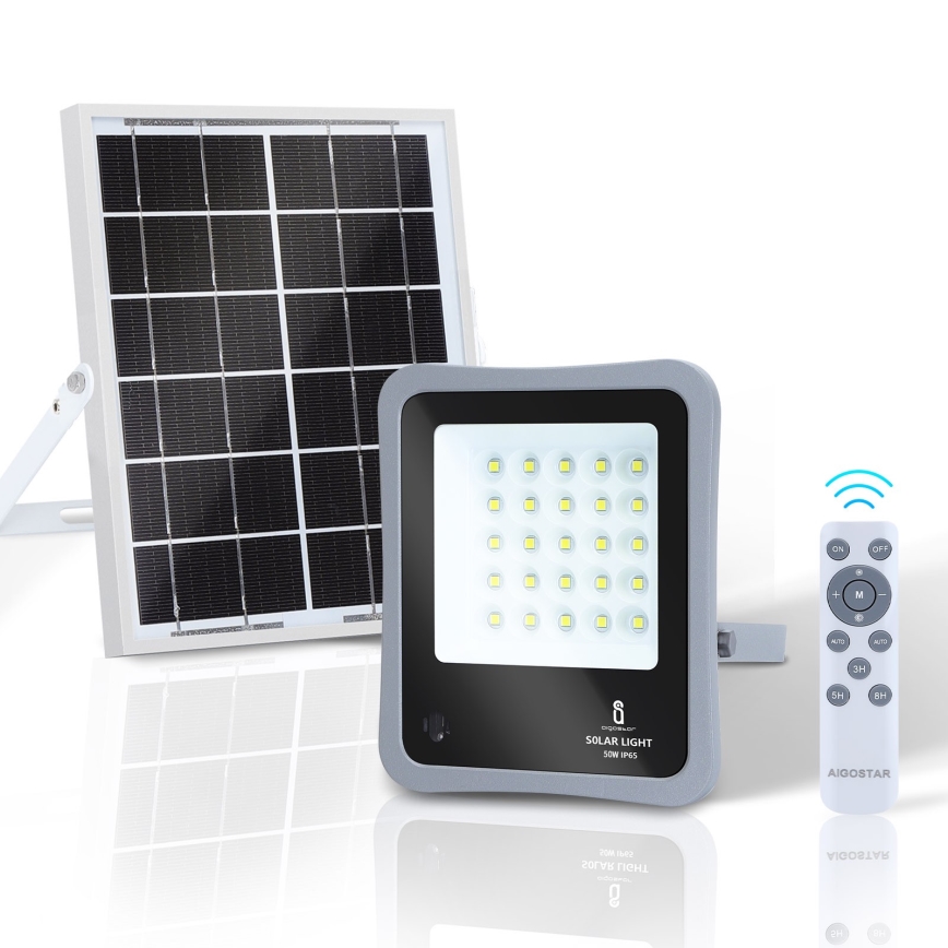 Aigostar - Soldrevet LED projektør dæmpbar LED/50W/3,2V IP65 6000 mAh + fjernbetjening