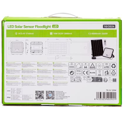 Aigostar - Soldrevet LED projektør dæmpbar med sensor LED/120W/3,4V 6500K IP66 8000 mAh + fjernbetjening