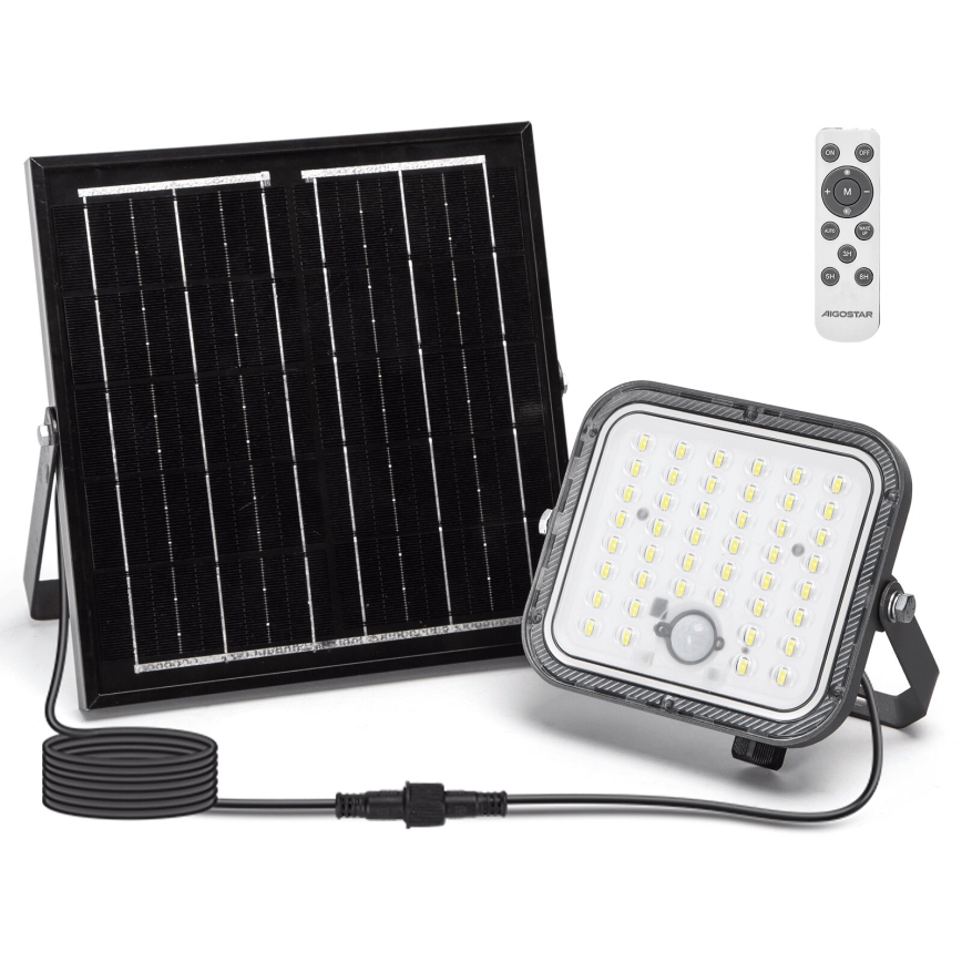 Aigostar - Soldrevet LED projektør dæmpbar med sensor LED/80W/3,4V IP66 + fjernbetjening
