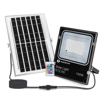 Aigostar - Soldrevet LED projektør m. RGB-farver dæmpbar LED/100W/3,2V IP66 + fjernbetjening