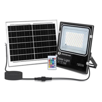 Aigostar - Soldrevet LED projektør m. RGB-farver dæmpbar LED/150W/3,2V IP66 + fjernbetjening