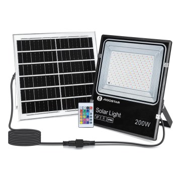 Aigostar - Soldrevet LED projektør m. RGB-farver dæmpbar LED/200W/3,2V IP66 + fjernbetjening