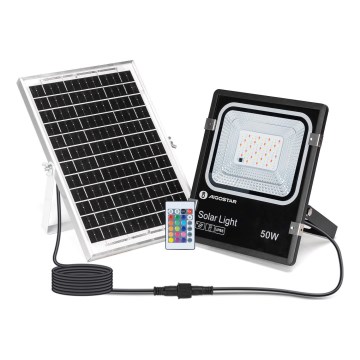 Aigostar - Soldrevet LED projektør m. RGB-farver dæmpbar LED/50W/3,2V IP66 + fjernbetjening
