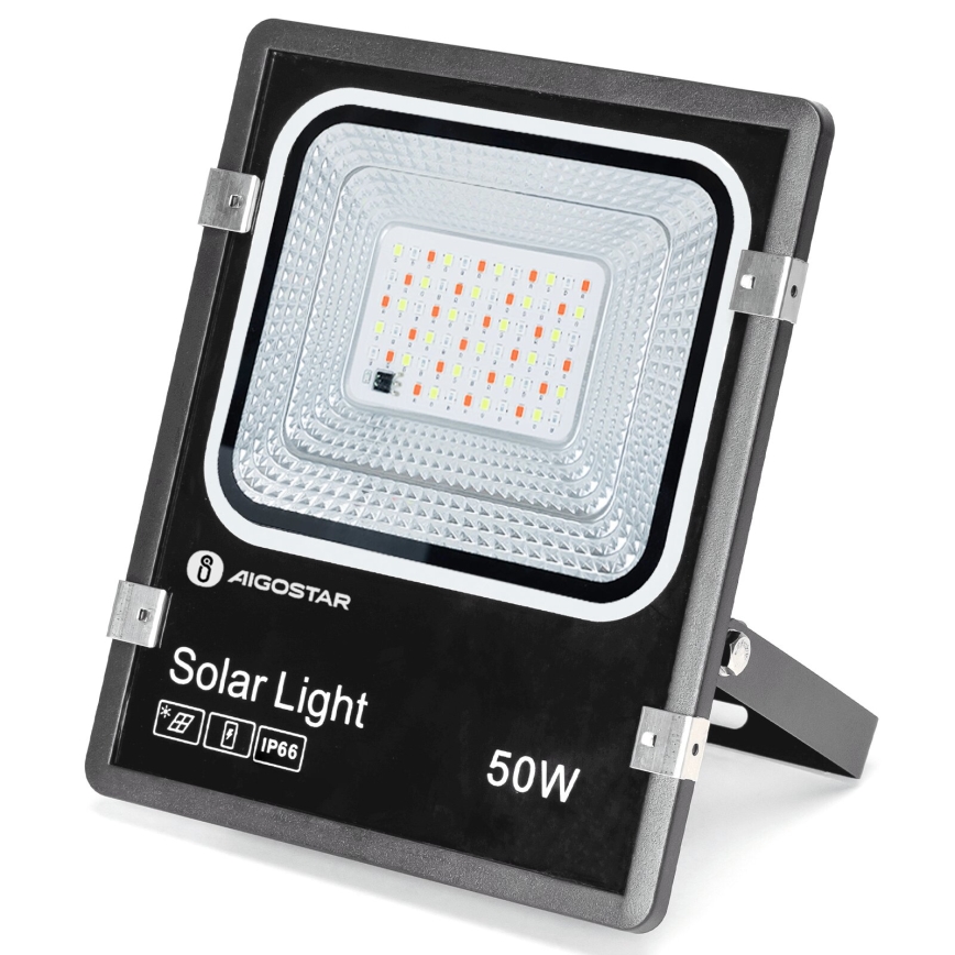 Aigostar - Soldrevet LED projektør m. RGB-farver dæmpbar LED/50W/3,2V IP66 + fjernbetjening