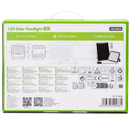 Aigostar - Soldrevet LED projektør m. RGBW-farver dæmpbar LED/100W/3,4V IP66 + fjernbetjening