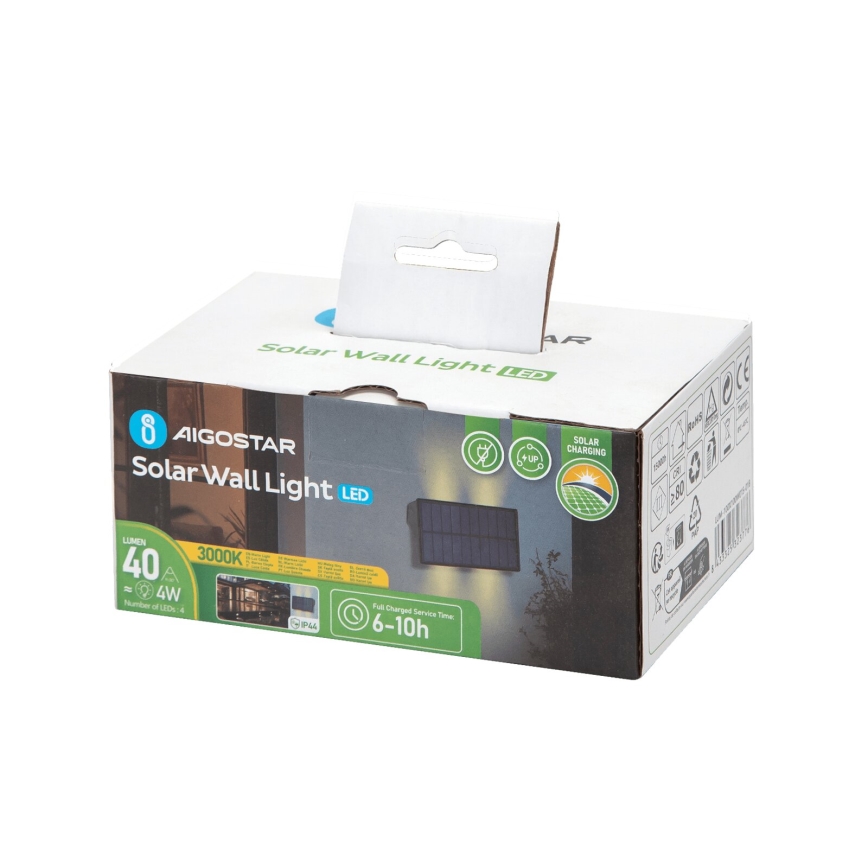 Aigostar - Soldrevet LED væglampe LED/4W/5,5V 2700K IP44