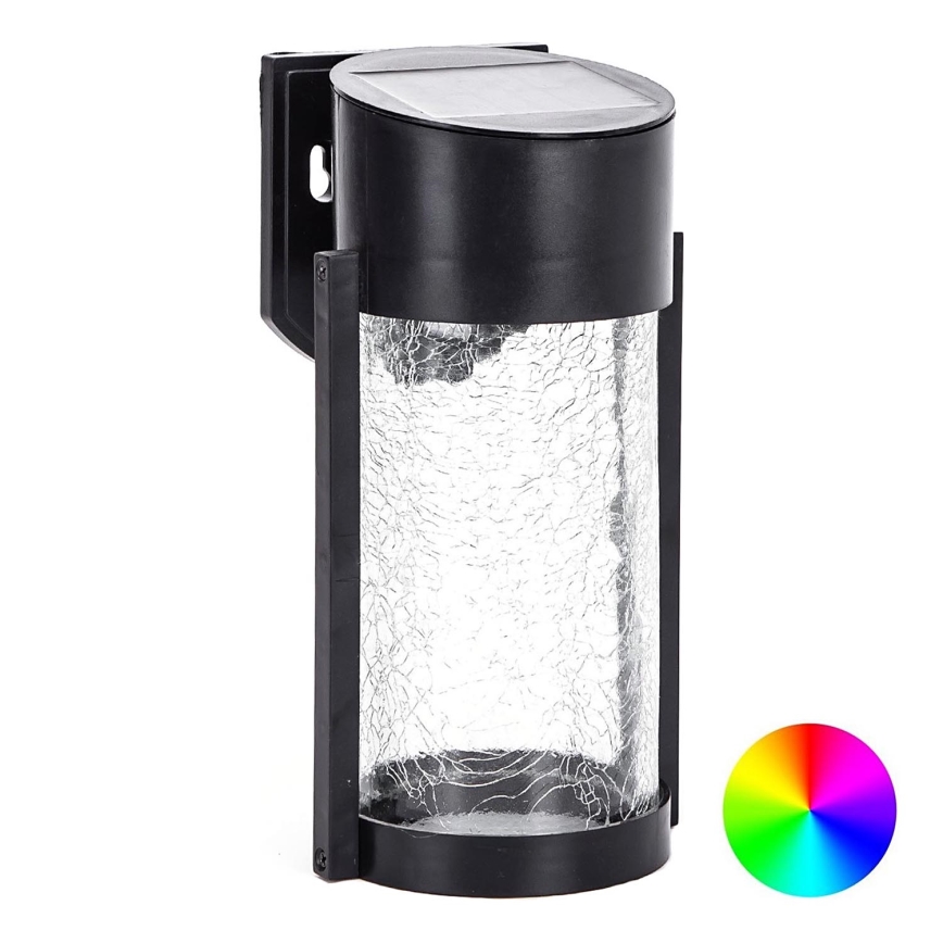 Aigostar - Soldrevet LED væglampe m. RGB-farver  LED/2W/1,2V sort IP44