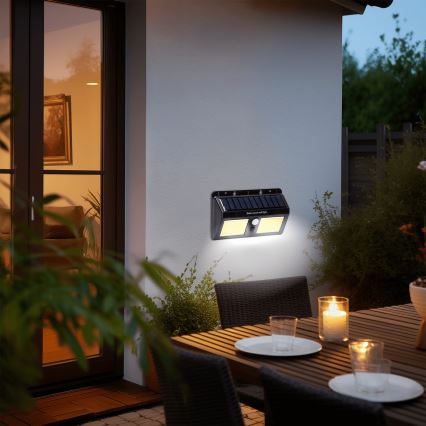 Aigostar - Soldrevet LED væglampe med sensor LED/20W/5,5V 2400 mAh 6500K IP65