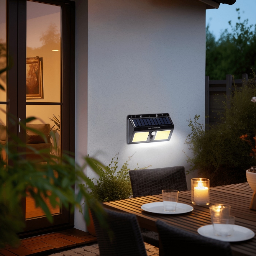 Aigostar - Soldrevet LED væglampe med sensor LED/20W/5,5V 2400 mAh 6500K IP65