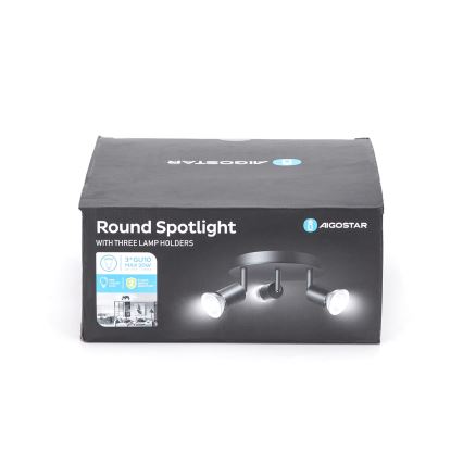 Aigostar - Spotarmatur 3xGU10/60W/230V sort