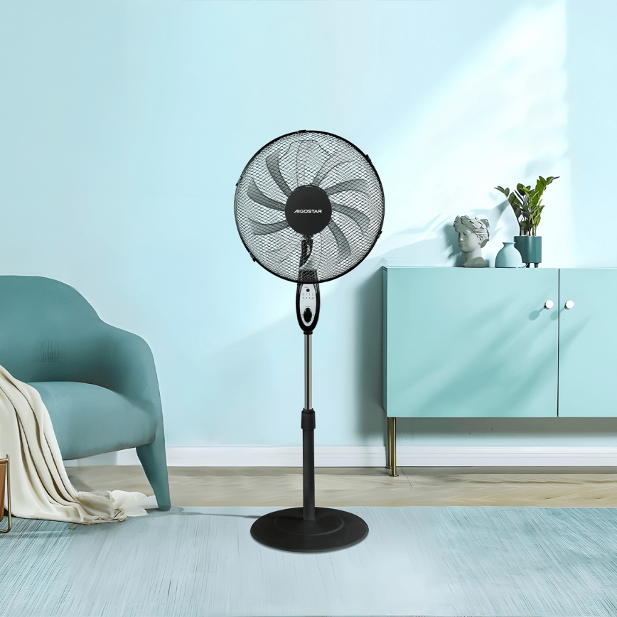 Aigostar - Stående ventilator 55W/230V, 130 cm, sort – med fjernbetjening