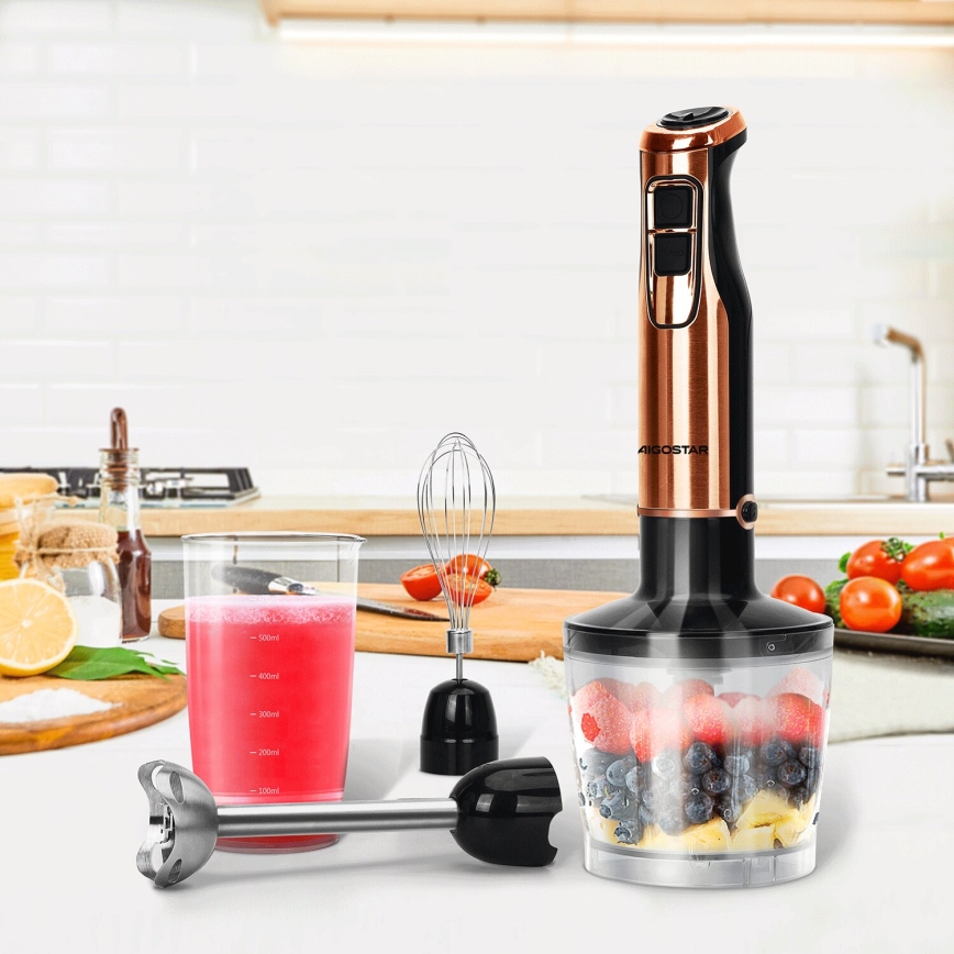 Aigostar - Stavblender 1000W/230V rose guldfarvet