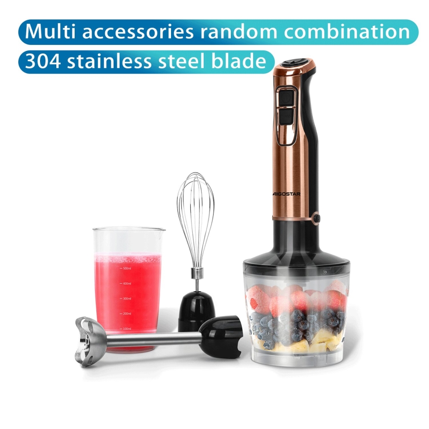 Aigostar - Stavblender 1000W/230V rose guldfarvet