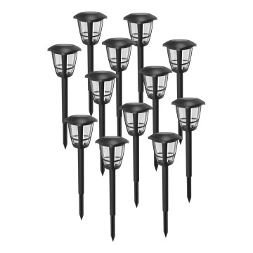 Aigostar - SÆT 12x LED solcellelampe LED/0,06W/2V 33,8 cm 6500K IP44 sort