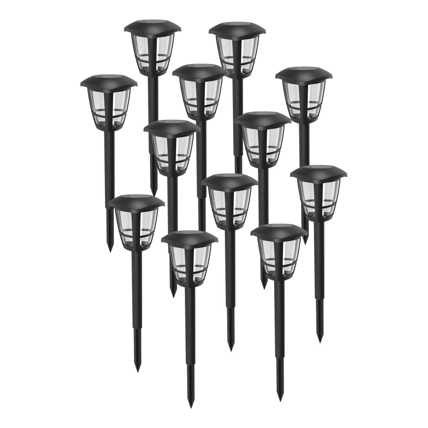 Aigostar - Sæt 12x LED-solcellelamper LED/0,06W/2V 33,8 cm 6500K 100 mAh IP44 sort