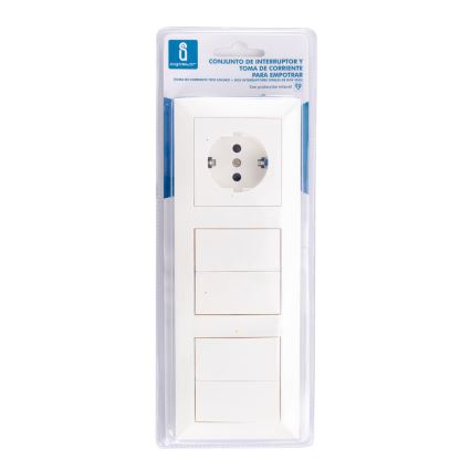 Aigostar - SÆT 2x Home switch 2 knapper med en kontakt 1x16A/250V SCHUKO