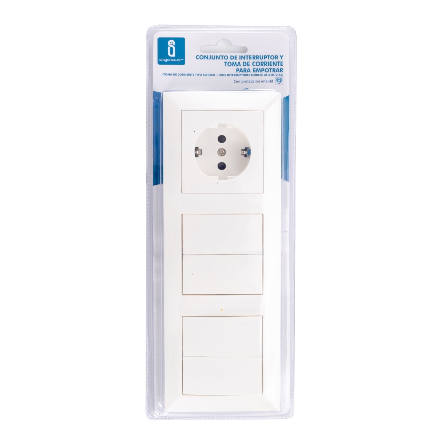 Aigostar - SÆT 2x Home switch 2 knapper med en kontakt 1x16A/250V SCHUKO
