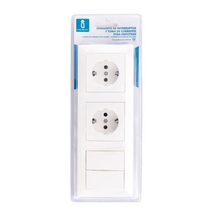Aigostar - SÆT med 2 stk. Stikkontakt med afbryder 2x16A/250V SCHUKO