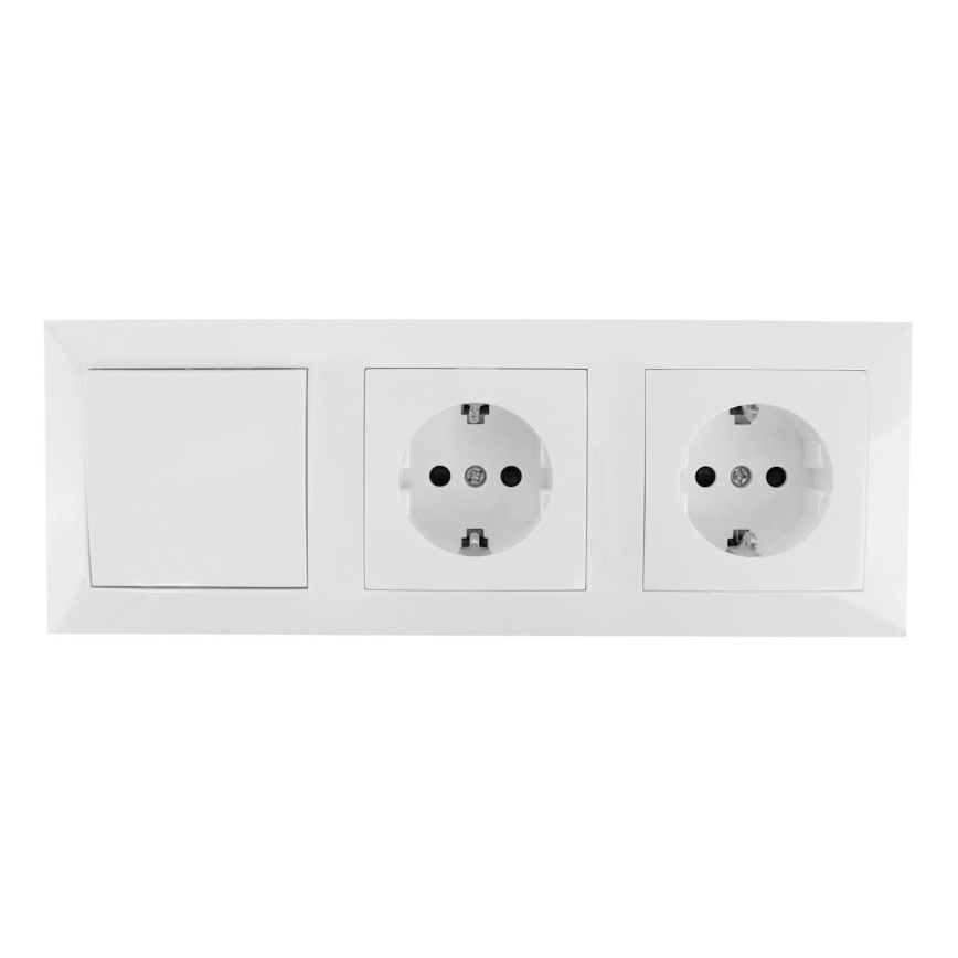 Aigostar - SÆT 2x Stikkontakt med en kontakt 2x16A/250V