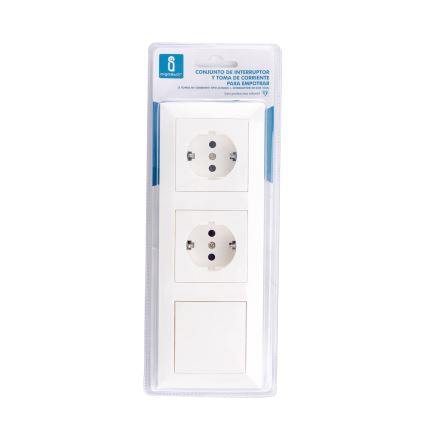 Aigostar - SÆT 2x Stikkontakt med en kontakt 2x16A/250V
