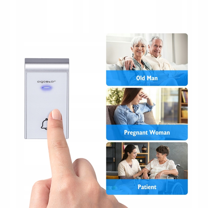Aigostar - SÆT 2x Trådløs plugin-dørklokke 230V/12V IP44 hvid