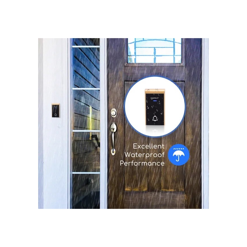 Aigostar - SÆT 2x Trådløs plugin-dørklokke 230V/12V IP44 sort/kobber