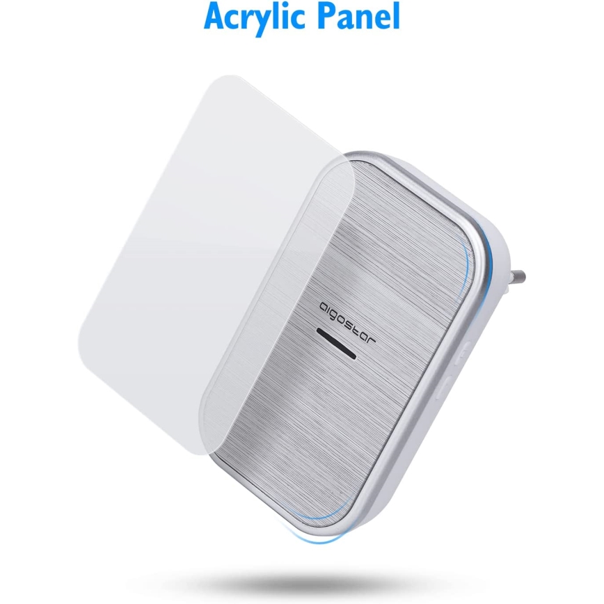 Aigostar - SÆT 2x Trådløs plugin-dørklokke 230V/12V IP44 sølvfarvet