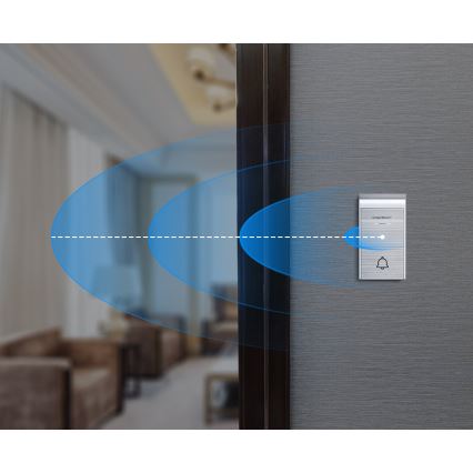 Aigostar - SÆT 2x Trådløs plugin-dørklokke 230V/12V IP44 sølvfarvet
