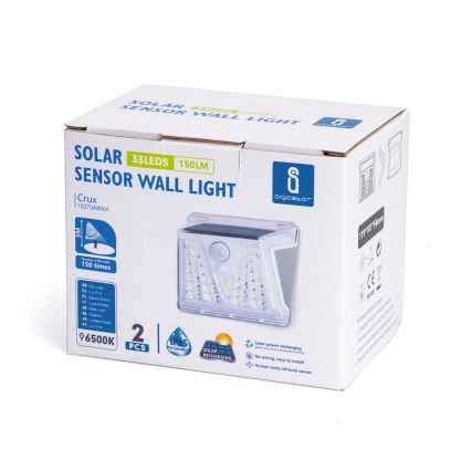 Aigostar - SÆT 2x Udendørs LED solcellelampe med sensor LED/1,48W/3,7V IP65