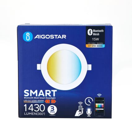 Aigostar - SÆT 3x LED indbygningslampe dæmpbar MESH LED/15W/230V 2700K-6500K diameter 17cm