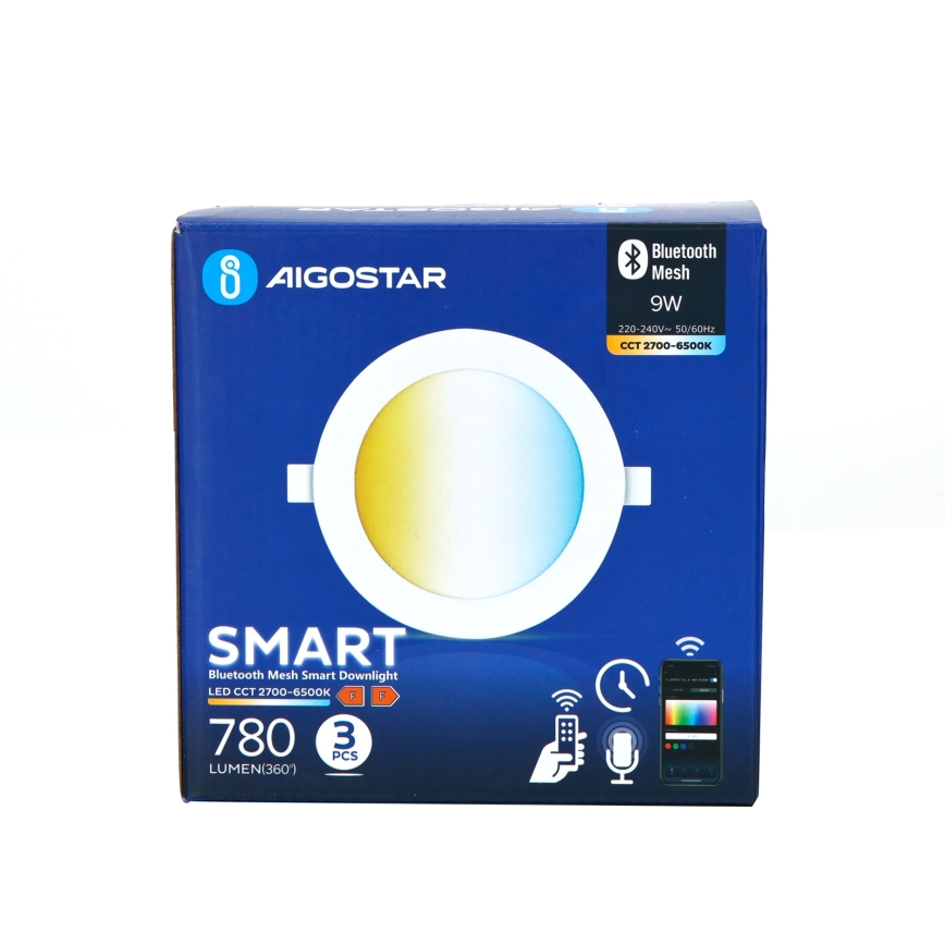 Aigostar - SÆT 3x LED indbygningslampe dæmpbar MESH LED/9W/230V 2700K-6500K diameter 14,5 cm