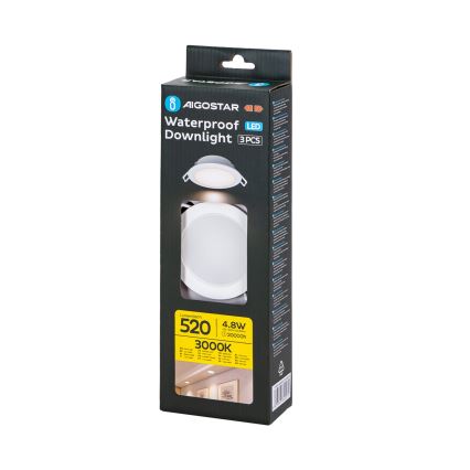 Aigostar - SÆT 3x Udendørs LED indbygningslampe LED/4,8W/230V 3000K IP65 hvid